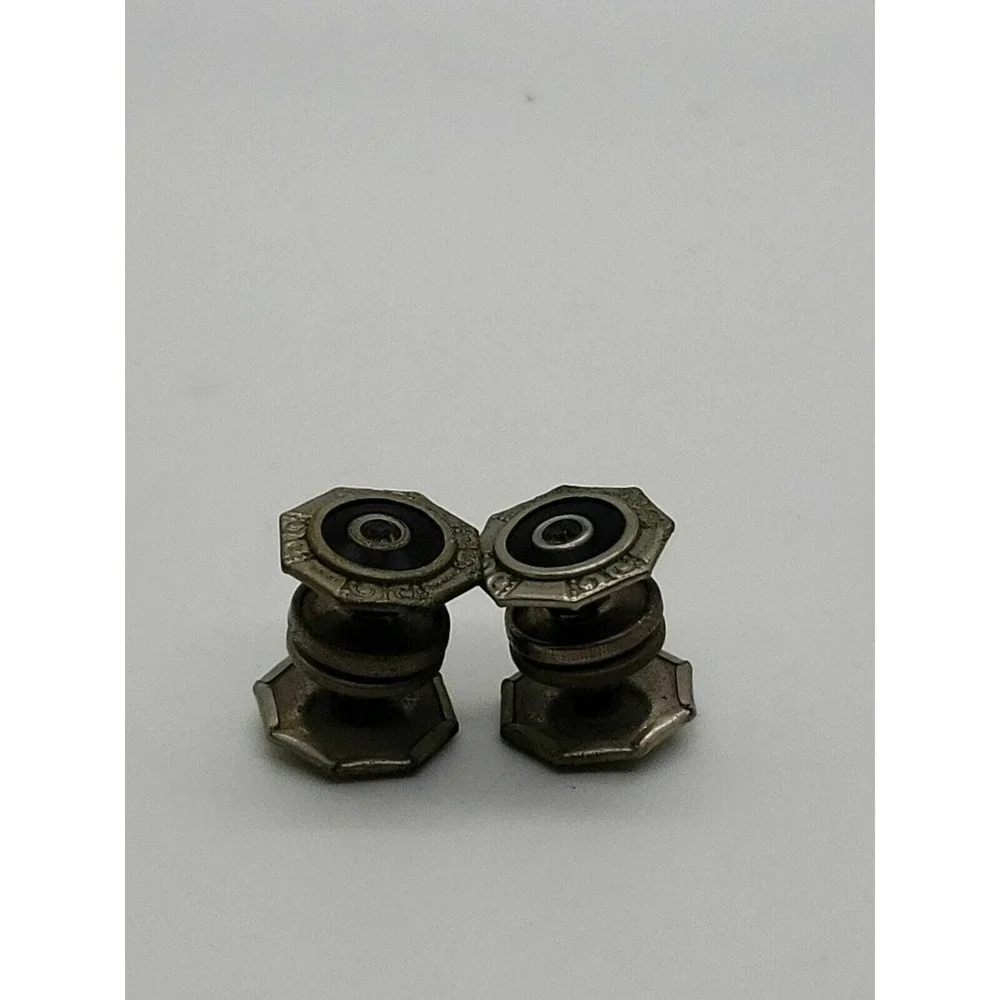 Vintage Art Deco COBSLINK snap cuff‎ links silver/diamond/ onyx style